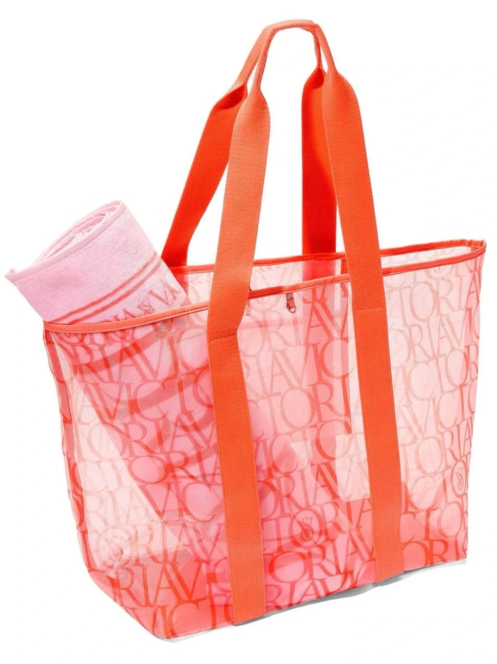NWT Victoria Secret Logo Mesh Beach Tote & Towel Set